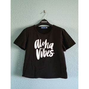 Ki-ele | "Aloha Vibes" Cropped Boxy Tee (Black)